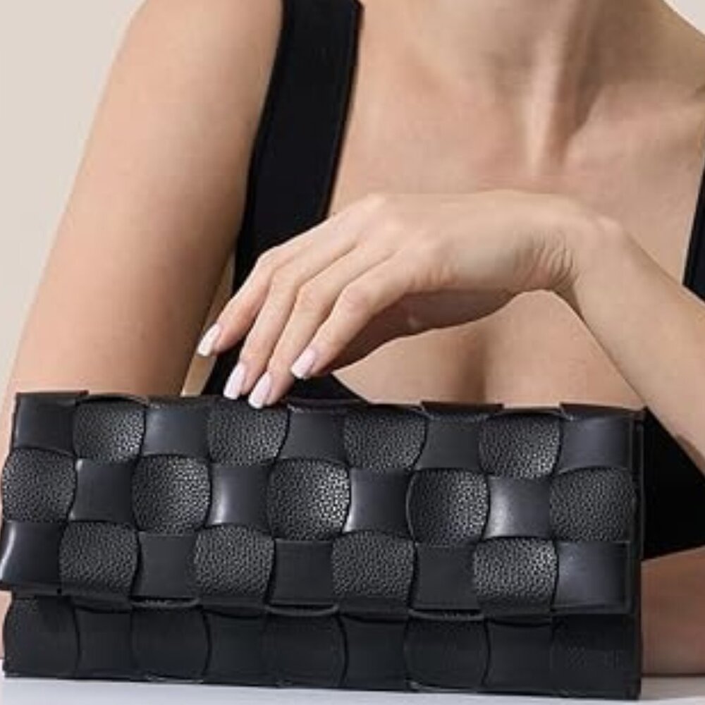 Neiman Marcus Chunli Black Woven Evening Bag - Picture 2 of 5